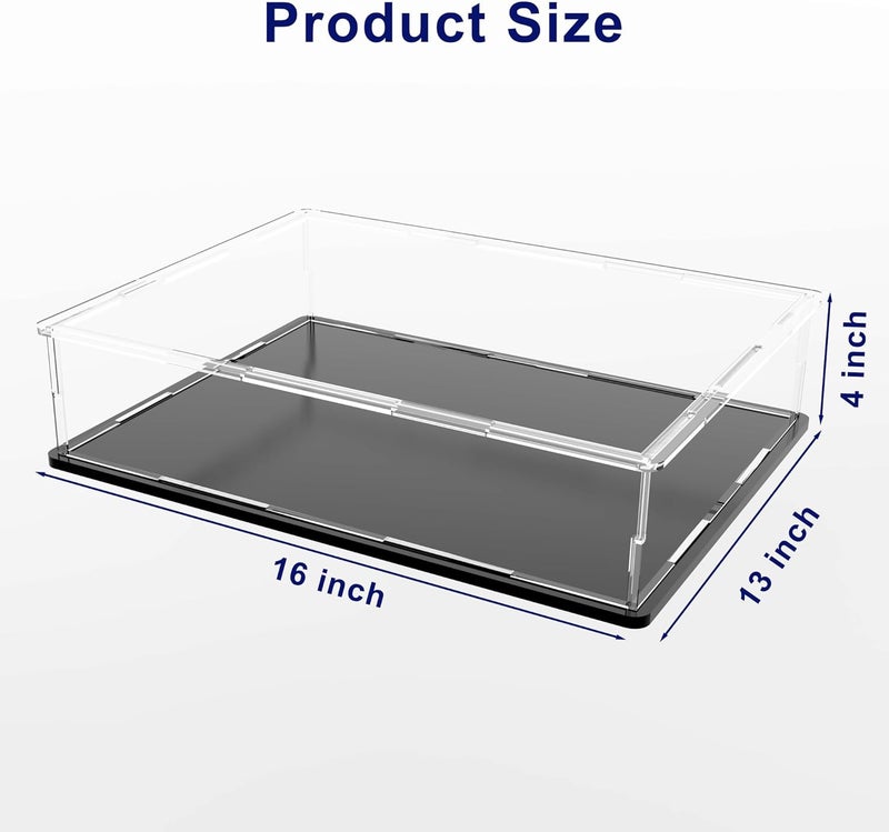 SVENJBB Large Display Case for Display, 16x13x4 Inch Acrylic Box for Book and Map, Clear Acrylic Display Cases with Matte Black Base for Collection Protection and Storage - Image 2